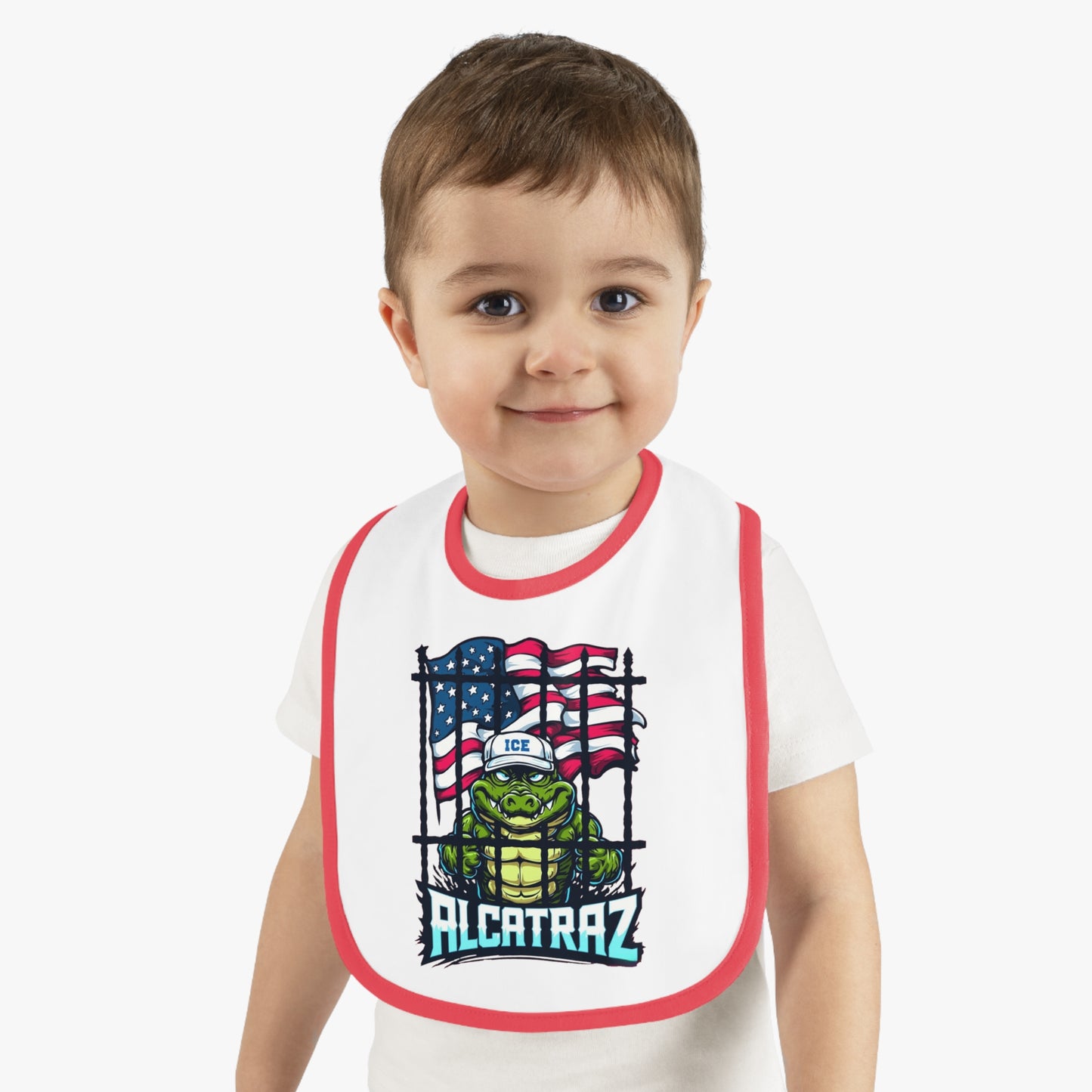 Baby Bib with Fun Alcatraz Design | Cute Baby Gift, First Birthday, Baby Shower, Toddler Accessories, Bibs for Boys and Girls