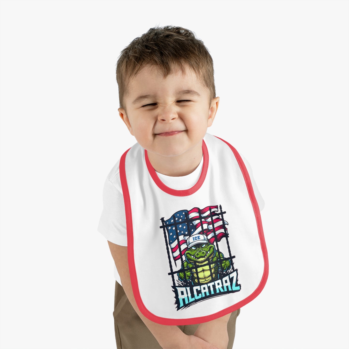Baby Bib with Fun Alcatraz Design | Cute Baby Gift, First Birthday, Baby Shower, Toddler Accessories, Bibs for Boys and Girls