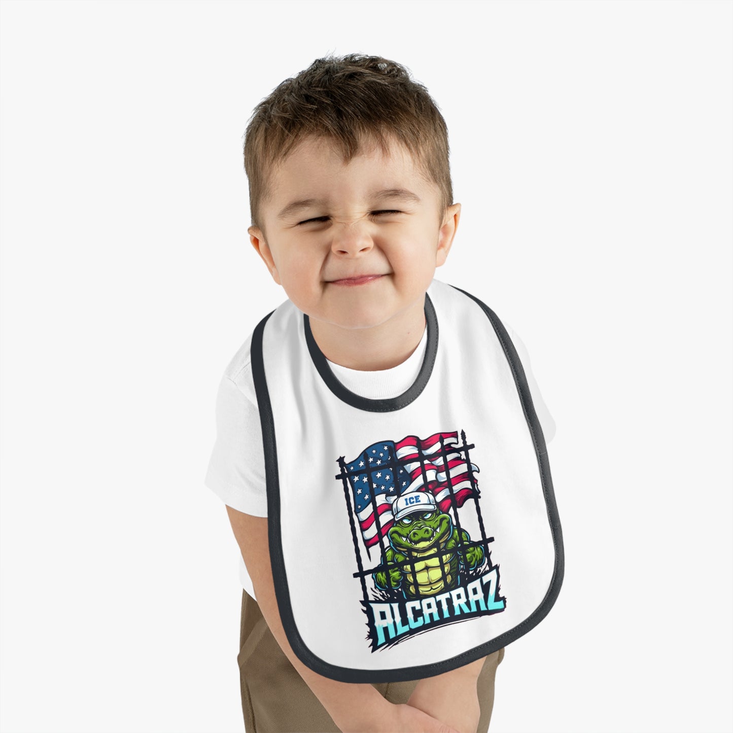 Baby Bib with Fun Alcatraz Design | Cute Baby Gift, First Birthday, Baby Shower, Toddler Accessories, Bibs for Boys and Girls